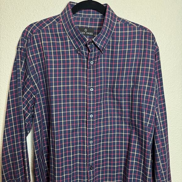 Allen Oneil Sz X-Large Blue Plaid Long Sleeve Button Up Shirt - Picture 3 of 13
